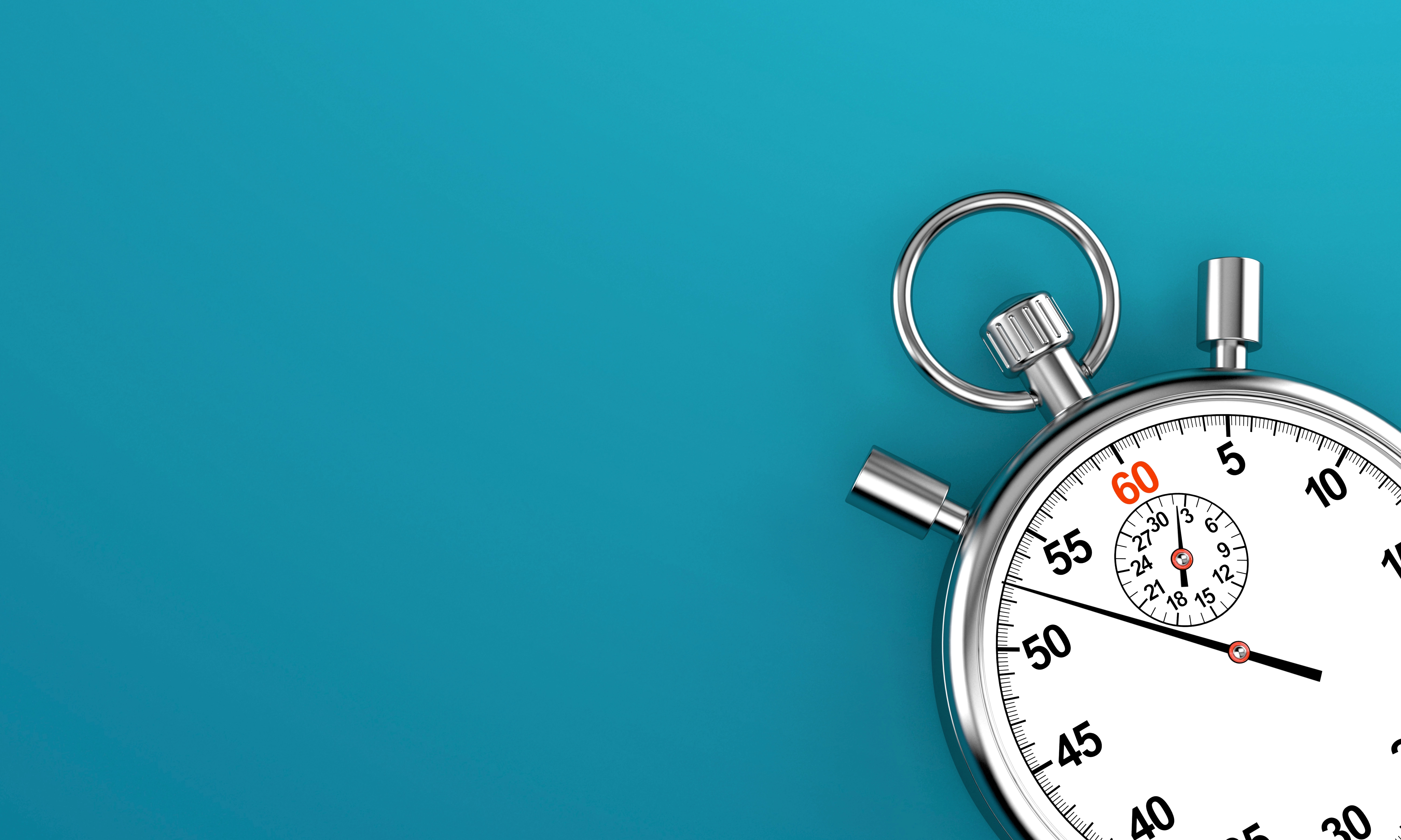 Stopwatch on a teal background — reclaim hours through workflow redesign.